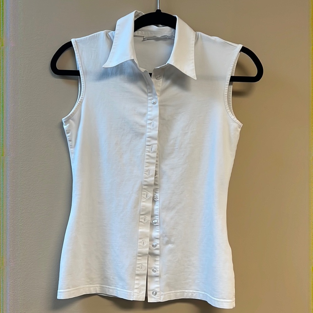Anne Fontaine NUAGE-SM P11477 Sleeveless Collared Shirt - Size Small (38)